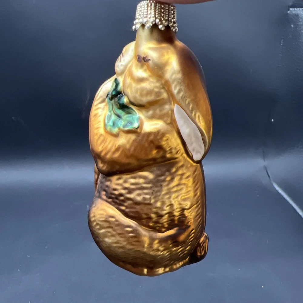 Vintage Kurt S Adler KS Germany Glass Rabbit Eating Carrot Christmas Ornament